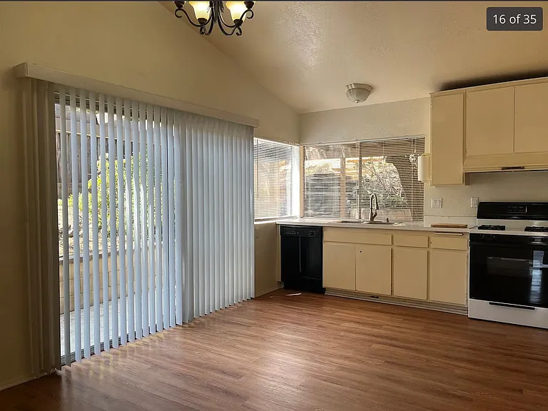 Large kitchen and dining area