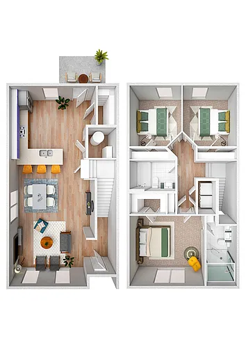 Floor plan 3 Bedroom Townhome