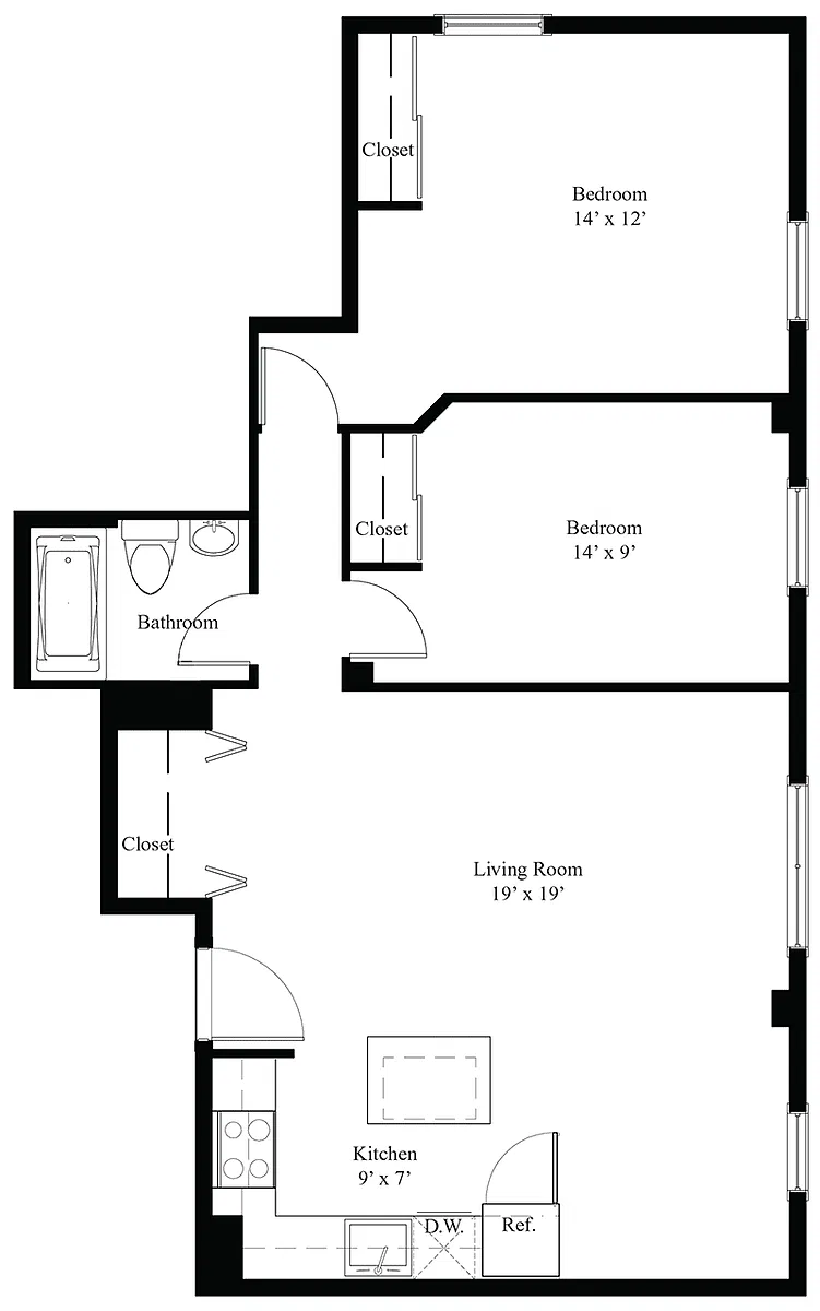 Floor plan 2 Bedroom J2 & J7