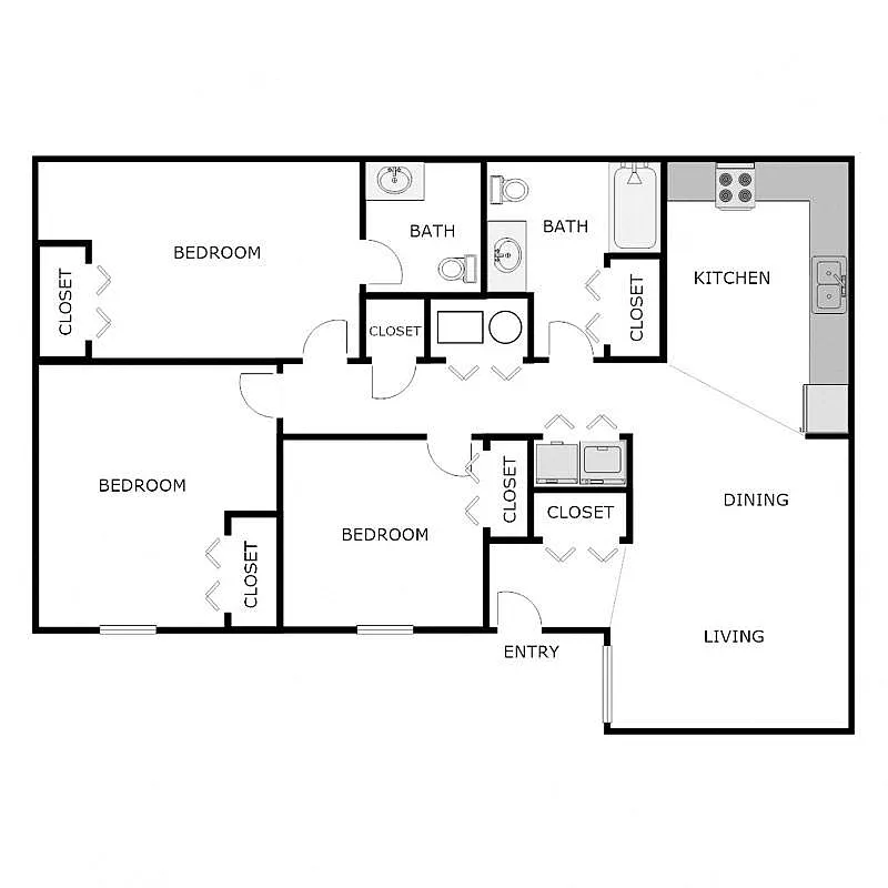 Floor plan 3 Bed 2 Bath