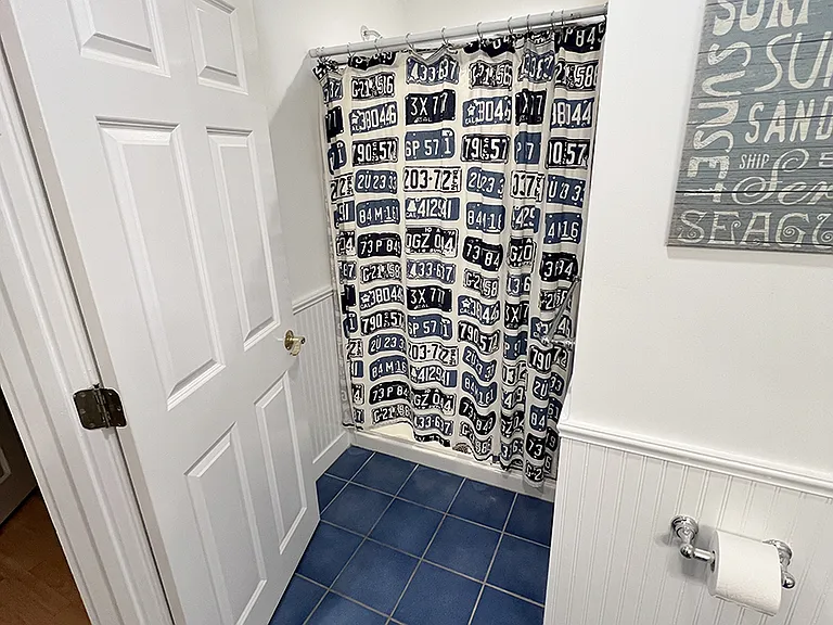 Second floor bathroom with shower, hair dryer, etc., service the two top right bedrooms.