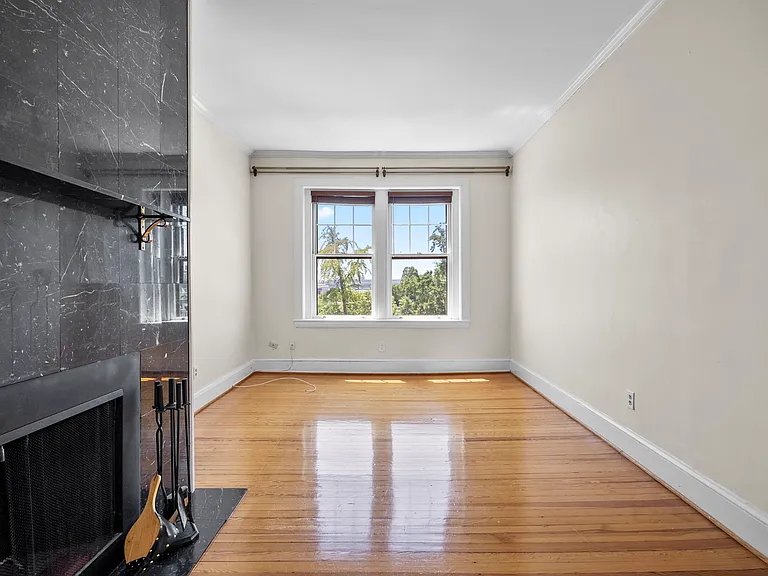 Living room with gleaming hardwood floors