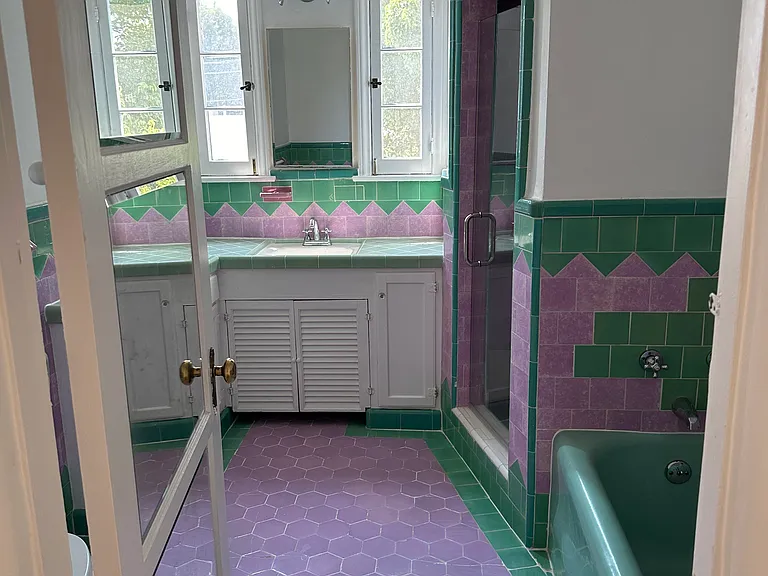 Bathroom #1 with tub & separate shower, vintage tile