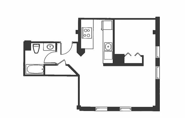 Floor plan 1 Bed 1 Bath - A1G