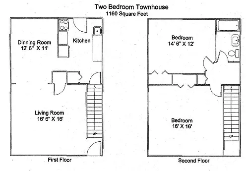 Floor plan Two Bedroom Townhouse