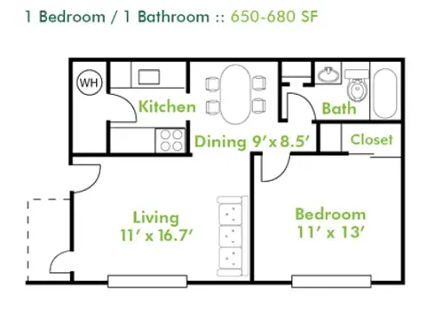 Floor plan 1 Bedroom