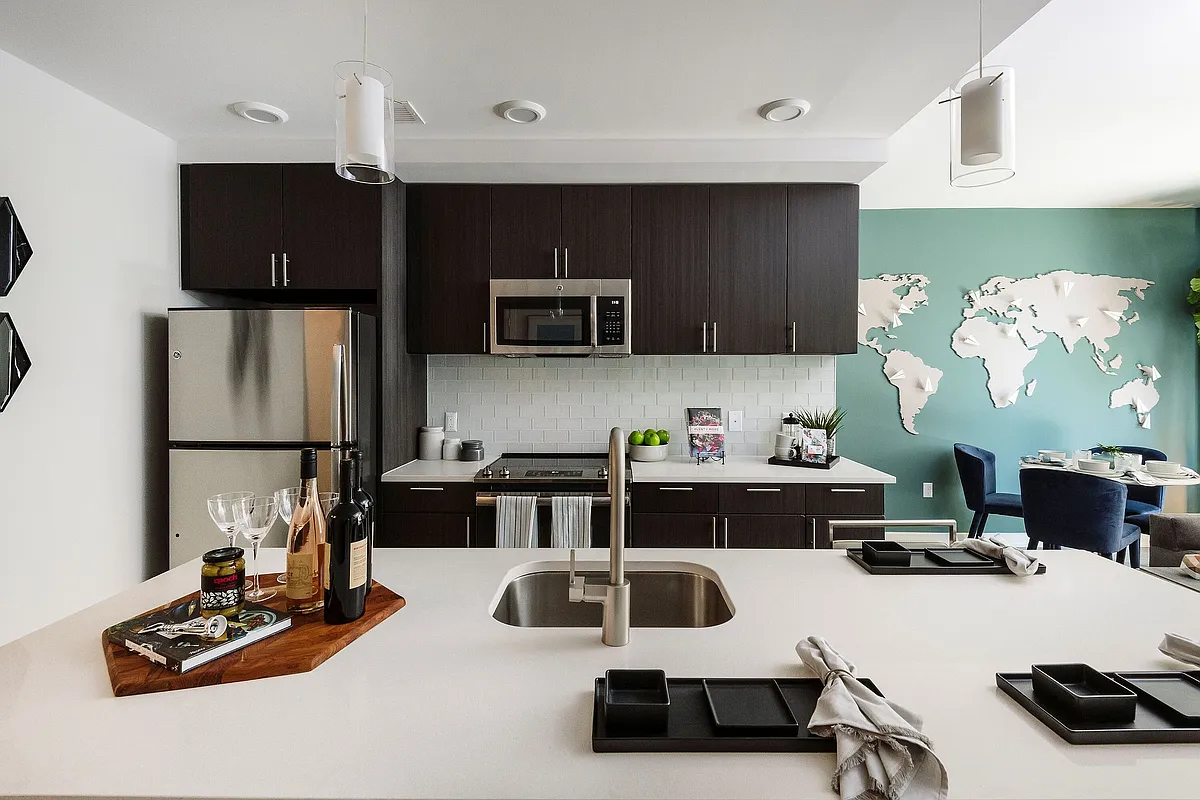 Model apartment kitchen - The Point at McLean