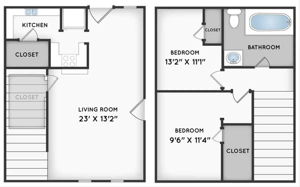 Floor plan 2 Bed & 1 Bath