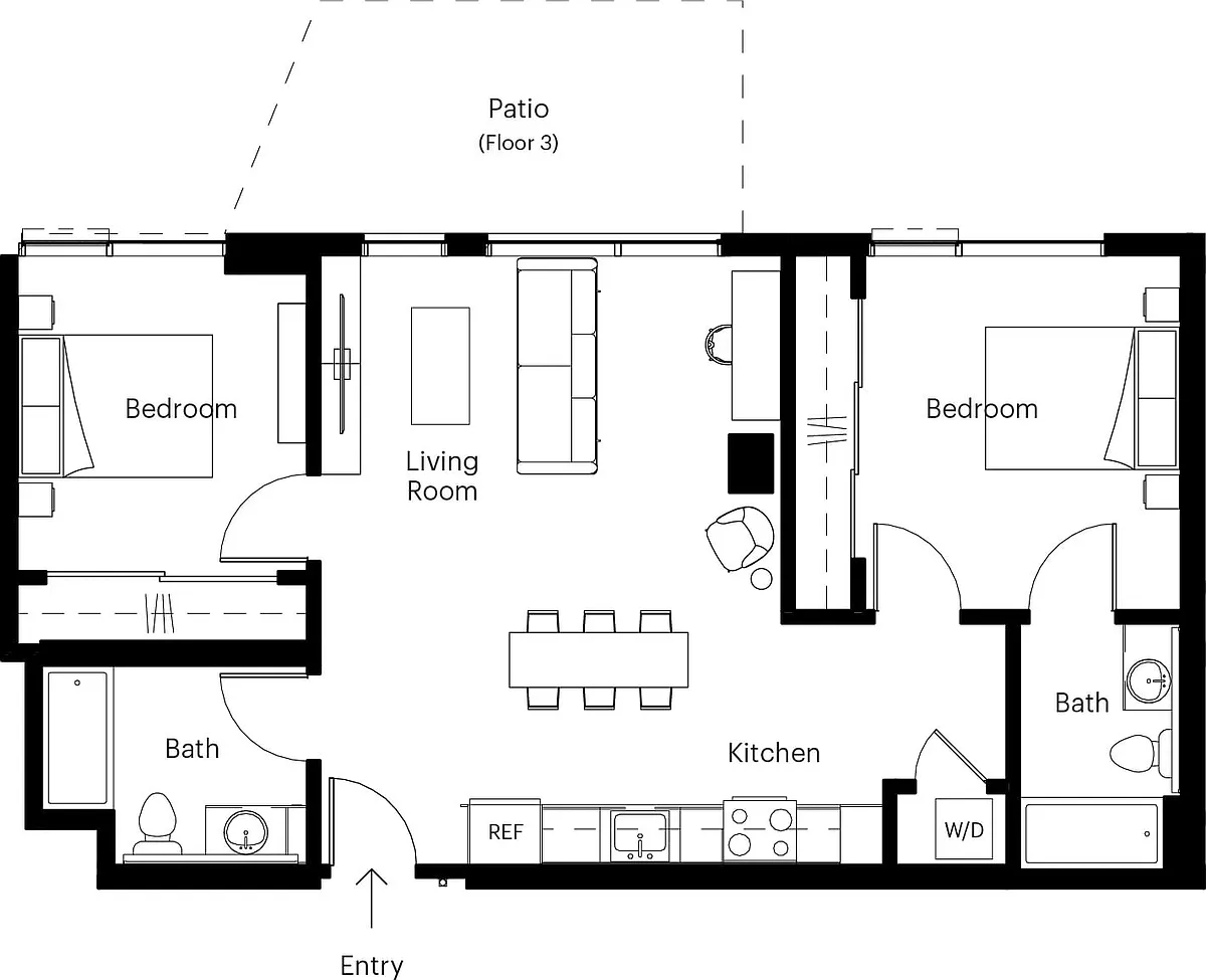 Floor plan 2 Bed/2 Bath-A3