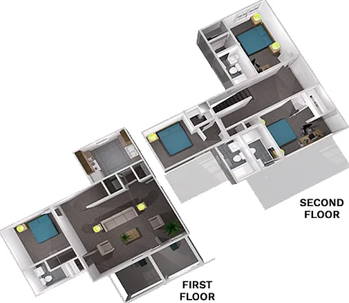 The Collective at Lubbock 4x4 Manor Floor Plan The Collective at Lubbock 4x4 Manor Floor Plan