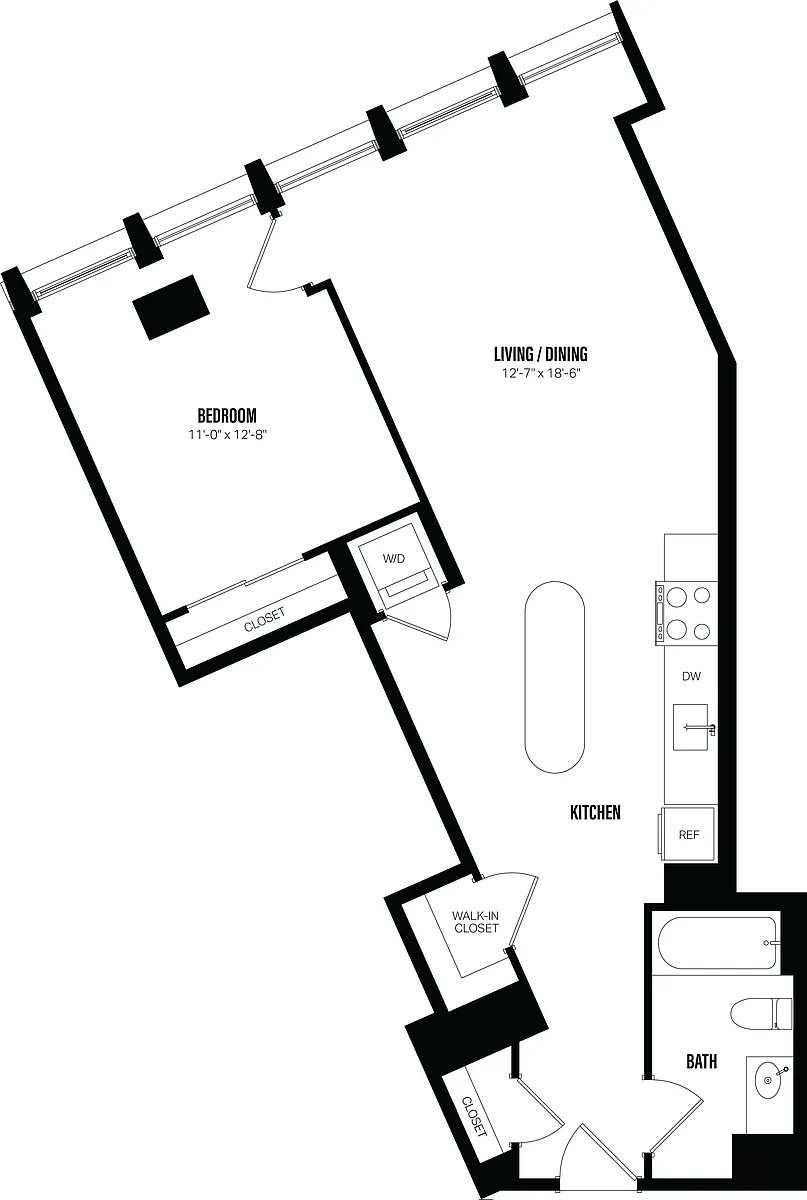 Floor plan 1 Bed/1 Bath-C4