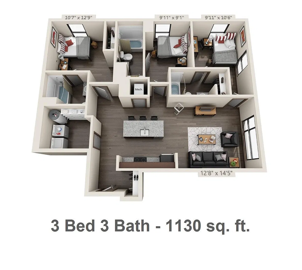 Floor plan Three Bedroom