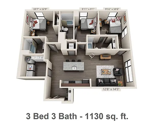 Floor plan Three Bedroom