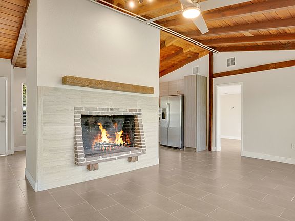 Front entry and fireplace