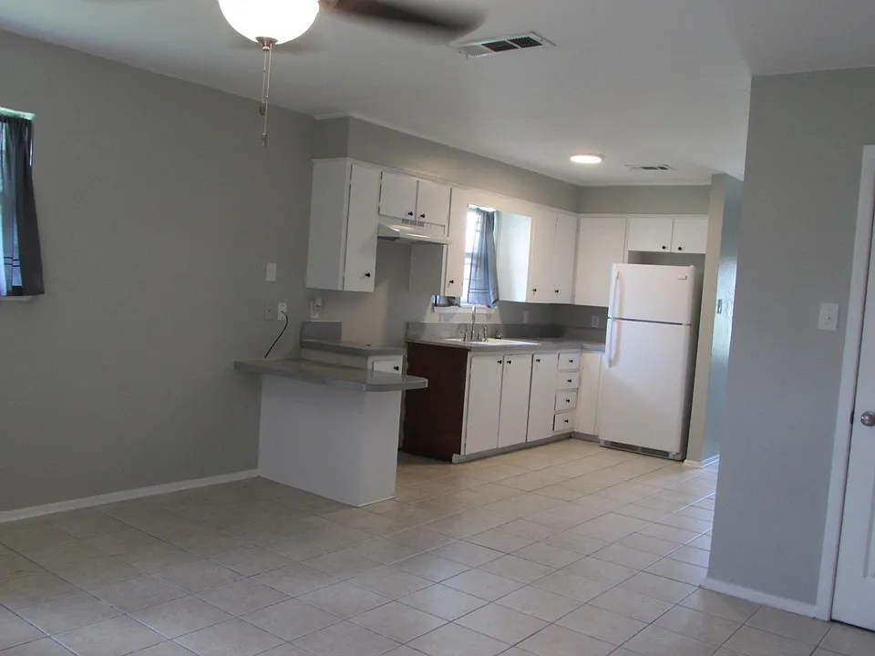 looking from back door to kitchen