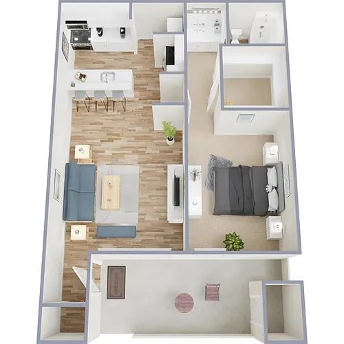 Floor plan One Bedroom One Bath
