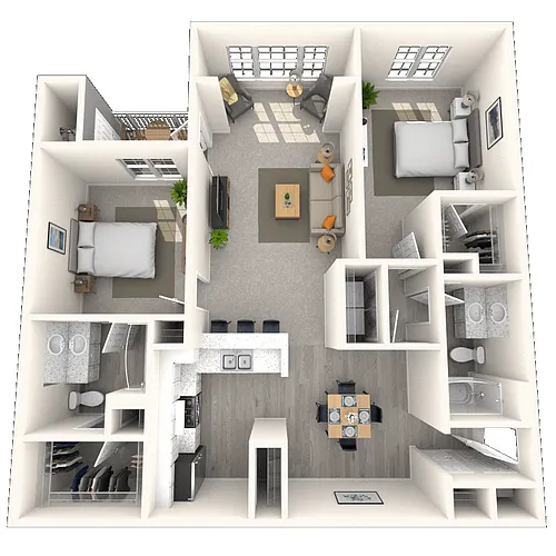 Floor plan Traditional 2x2 1092-1353 SF