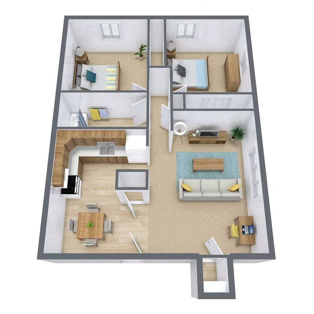 Floor plan Two Bedroom 21B