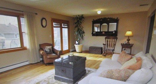 Living room with deck entr