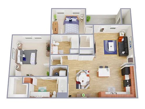Floor plan 2 Bed, 2 Bath C (80% Income Restricted)