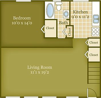 1 Bedroom Victorian 2D Floor Plan