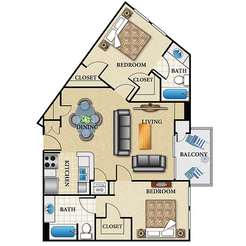 Floor plan Plan H 2 Bed 2 Bath