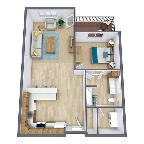 Floor plan One Bedroom 11B