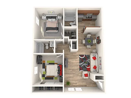 Floor plan 2 Bed, 2 Bath