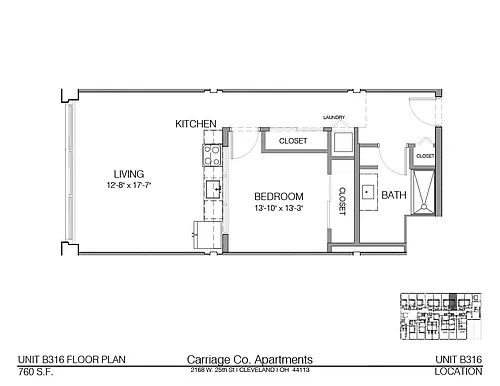 Floor plan c1-760 - 1 bed, 1 bath