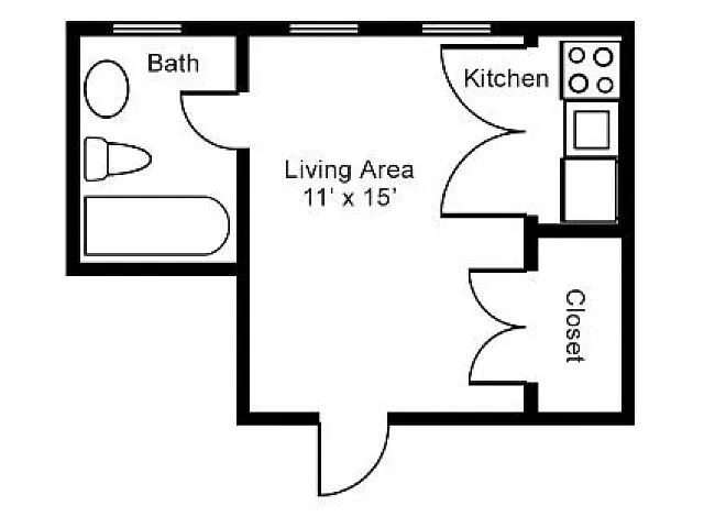 Floor plan Efficiency Renovated 1