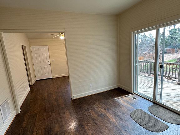 Dining area with slider onto deck