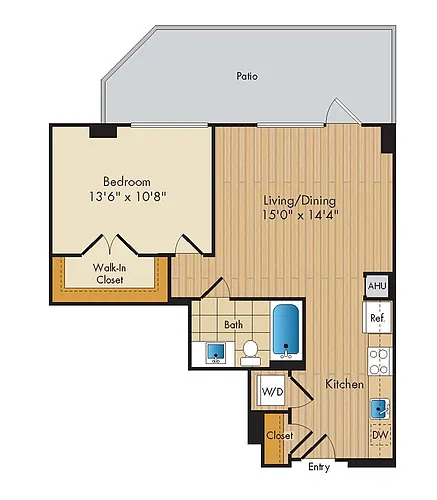Floor plan 1 Bed 1 Bath Sig-AS1b