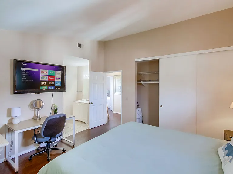 You can stream endless shows or catch up on work in the master bedroom