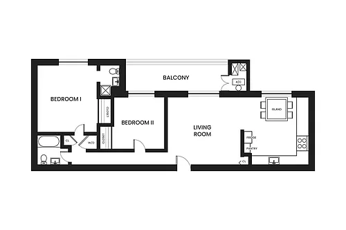 Floor plan 2 Bedroom 2 Bathroom Upgraded Kitchen