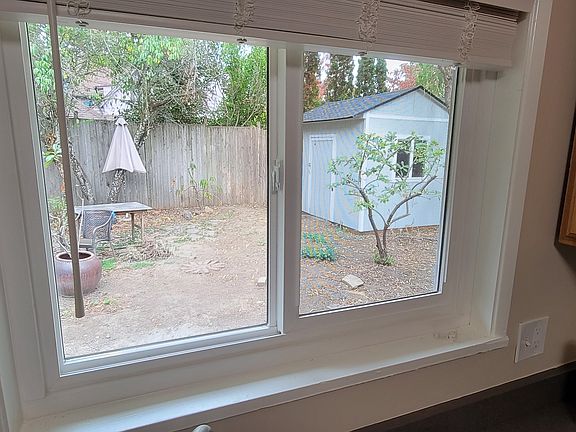 view out the kitchen window.