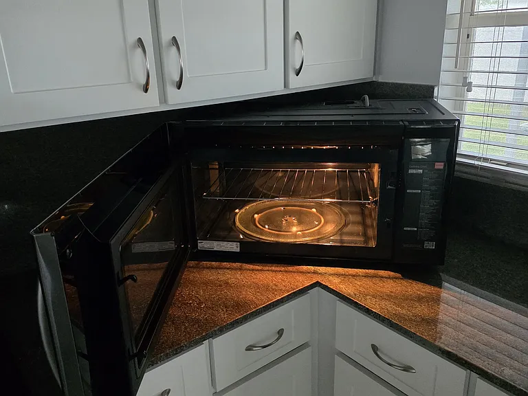 kitchen microwave oven open