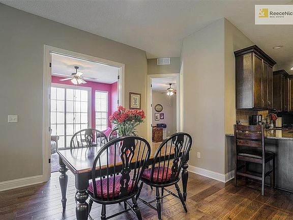 Dining area looking into the sun room.