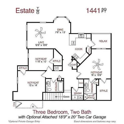 Floor plan Estate Two Garage