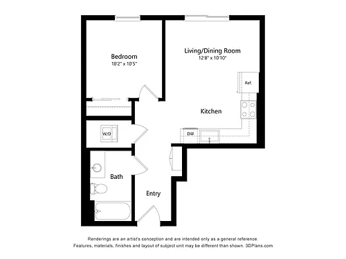 Floor plan 1 Bedroom 1 Bath G MFTE
