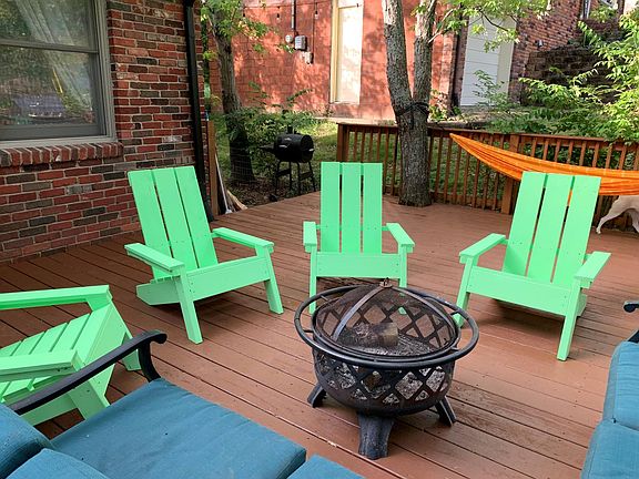 Recently refinished deck, chairs and couch do not stay.