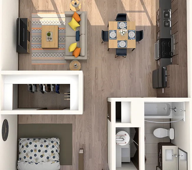 Studio | 1 Bath | 690 SF Studio | 1 Bath | 690 SF
