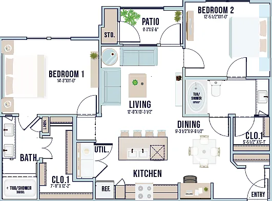 B3 | 1017 sq ft B3 | 1017 sq ft