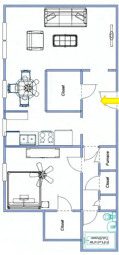 Floor plan Two Bedroom One Bath