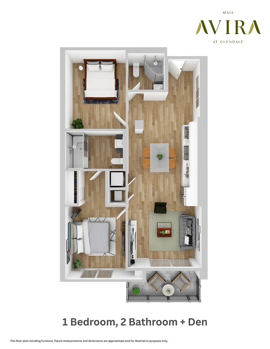 Floor plan 1 Bedroom 2 Bathroom + Den