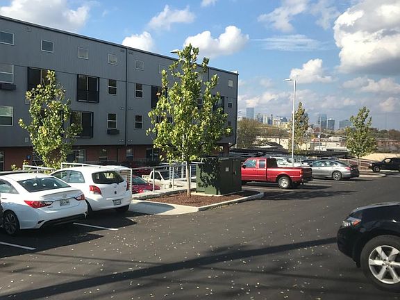 Bi-level parking lot in back