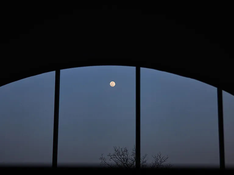 Living room - night view from floor to ceiling windows