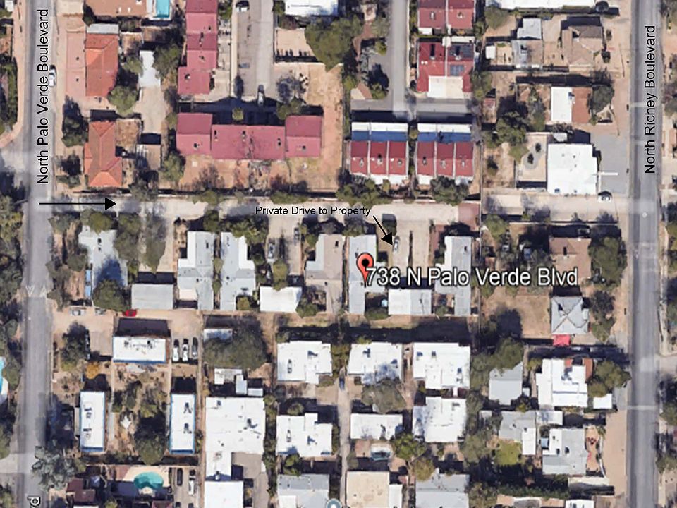 a few steps south of 3rd street bike path. Set back east of Palo Verde via private drive. (see marker)