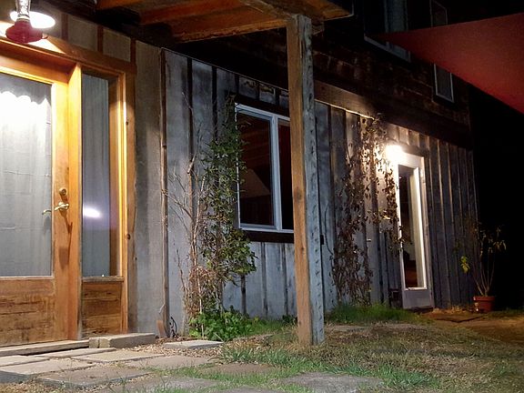 House with Awning at night