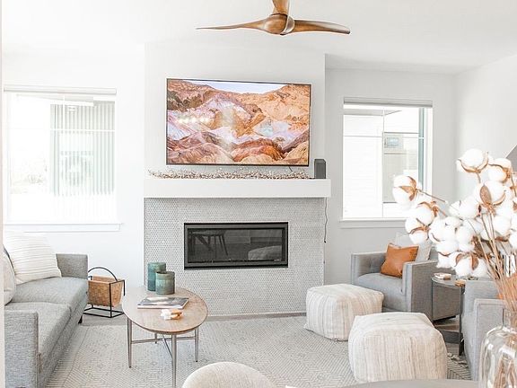 Gas Fireplace with open floor plan seating