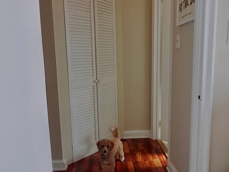 Storage area between bedroom and bathroom